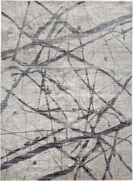 8' X 10' Abstract Power Loom Area Rug - Gray And Ivory