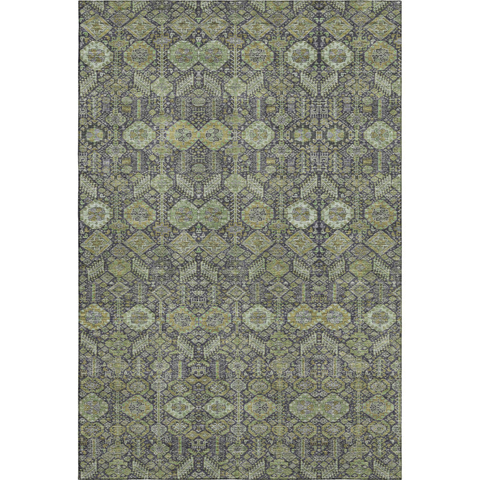 10' X 14' Tribal Washable Area Rug With UV Protection (649876) - Green / Gray / Ivory