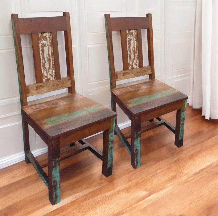 Slat Back Dining Side Chairs (Set of 2) - Brown