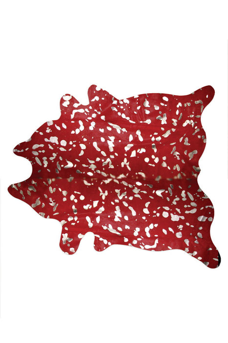 72" x 84" Cowhide - Area Rug - Red And Silver