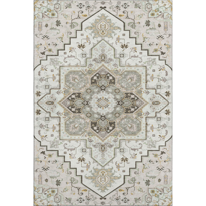 10' X 14' Oriental Washable Area Rug With UV Protection (681317) - Ivory / Gray / Beige