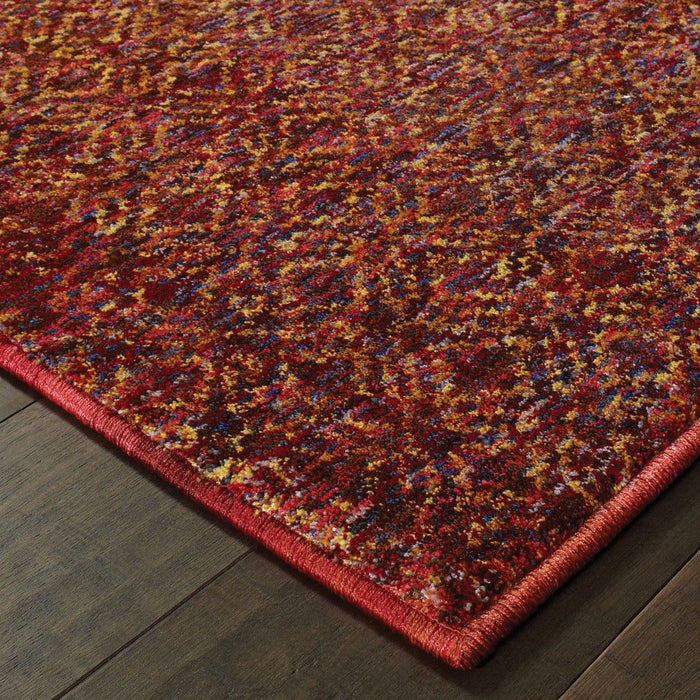 10' x 13' Geometric Power Loom Area Rug - Red And Gold
