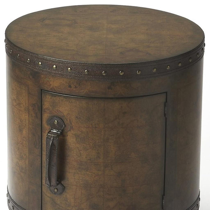 Old World Map Duffel Table - Dark Brown
