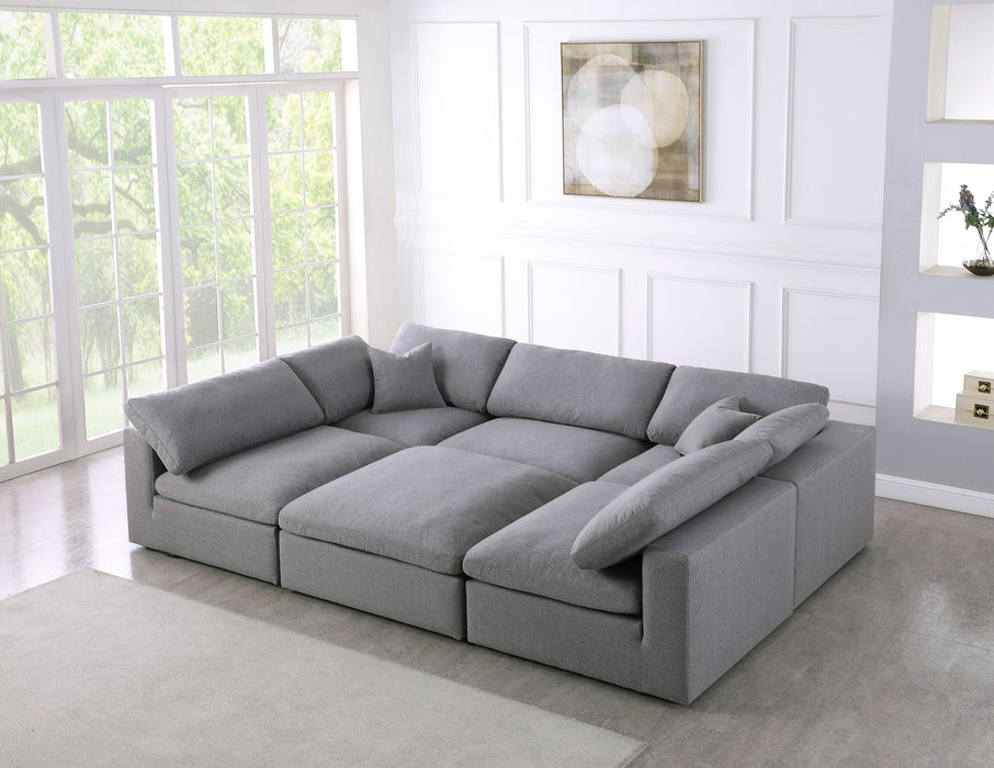 Serene - Linen Textured Fabric Deluxe Comfort Modular Sectional - Grey