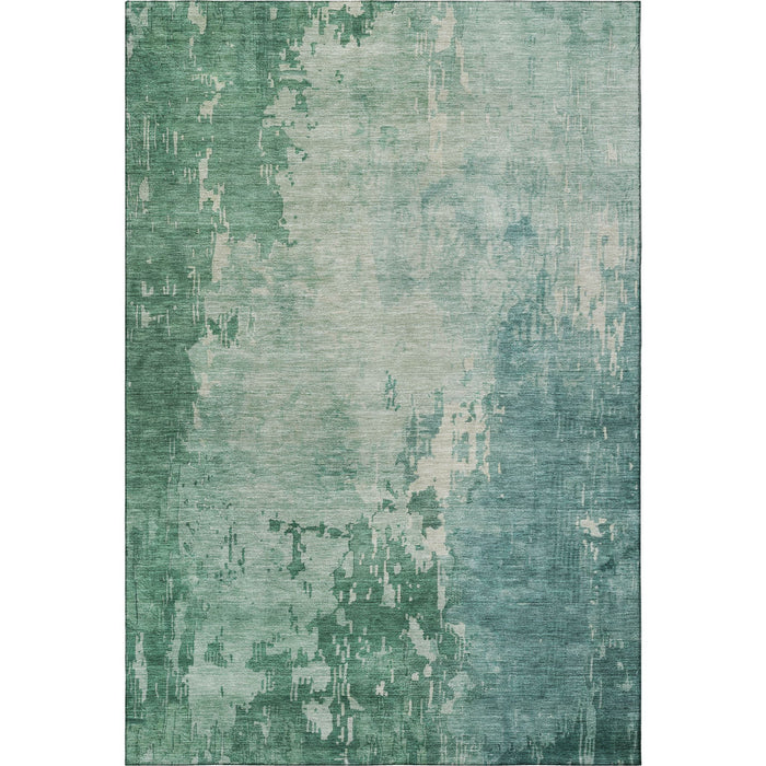 10' X 14' Abstract Washable Area Rug With UV Protection (692565) - Emerald / Denim Blue