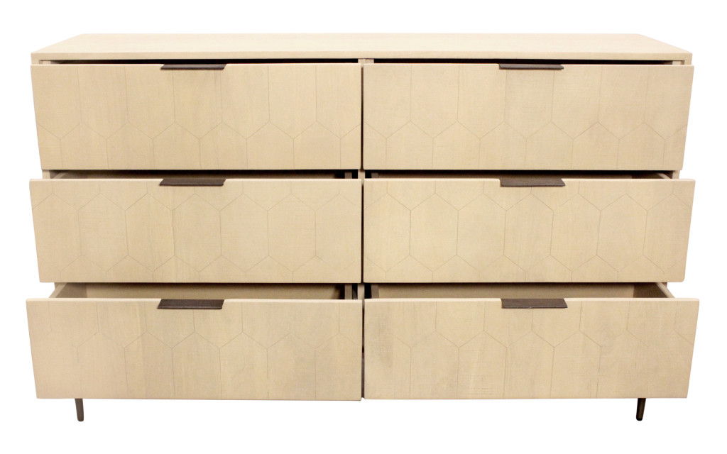 56" Solid Wood Six Drawer Dresser - Natural