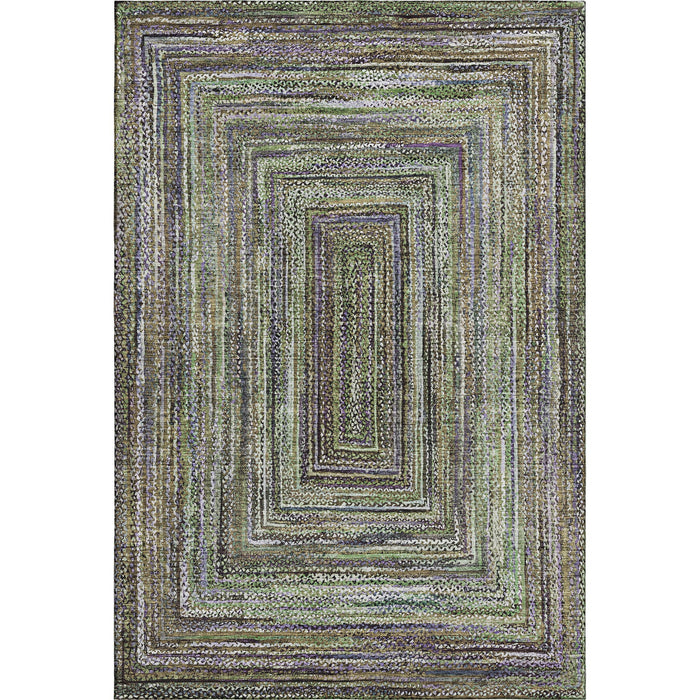 10' X 14' Geometric Washable Area Rug With UV Protection (699244) - Olive Green / Lavender