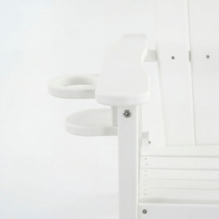 Giga outdoor white bar height Adirondack patio armchair with cup holder, armrests, all-weather UV-resistant material