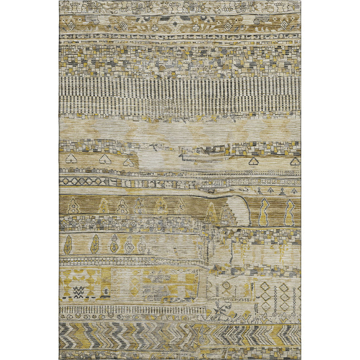 10' X 14' Striped Washable Area Rug With UV Protection (705203) - Brown / Beige / Gray