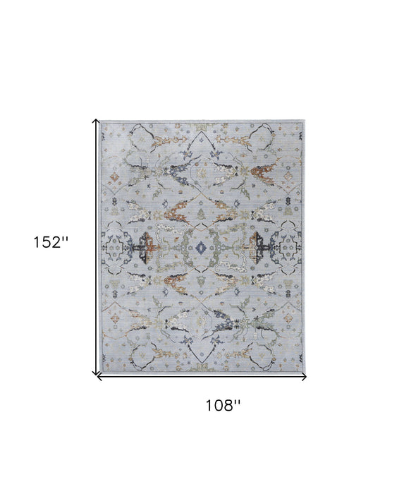 9' x 13' Floral Power Loom Area Rug - Gray Blue And Green