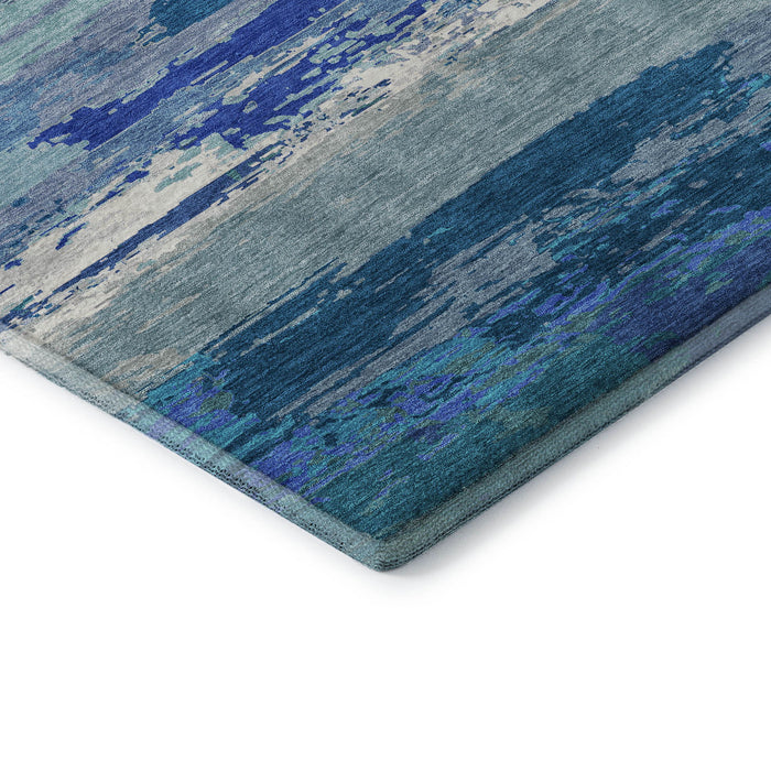 10' X 14' Abstract Washable Area Rug With UV Protection (692715) - Blue / Ivory