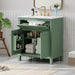 Giga modern bathroom vanity with ceramic sink, two-door cabinet, shelf, and soft-close doors in a sleek design.