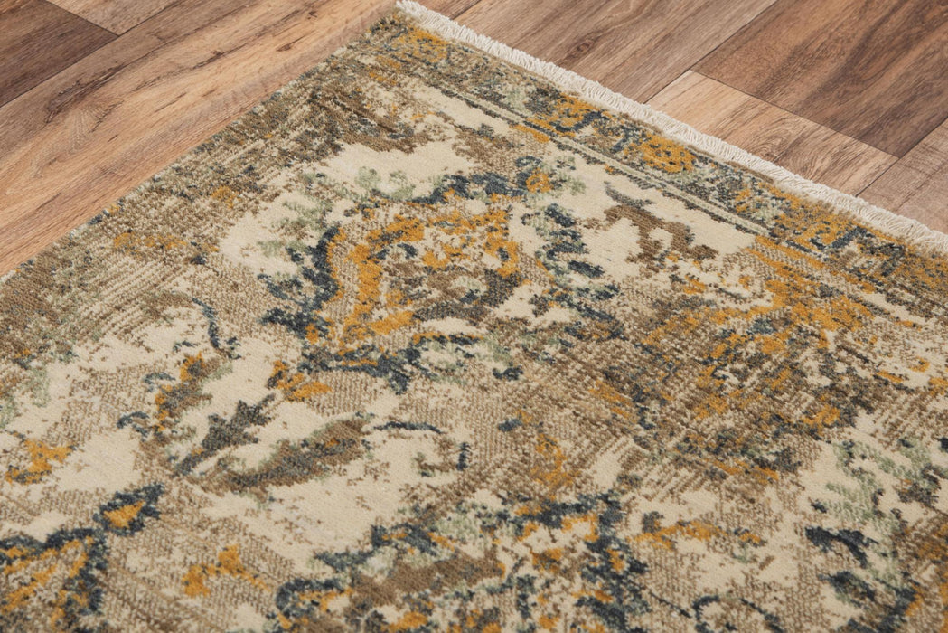 9' X 12' Wool Oriental Hand Carved Handmade Area Rug (747975) - Beige / Brown / Ivory / Green