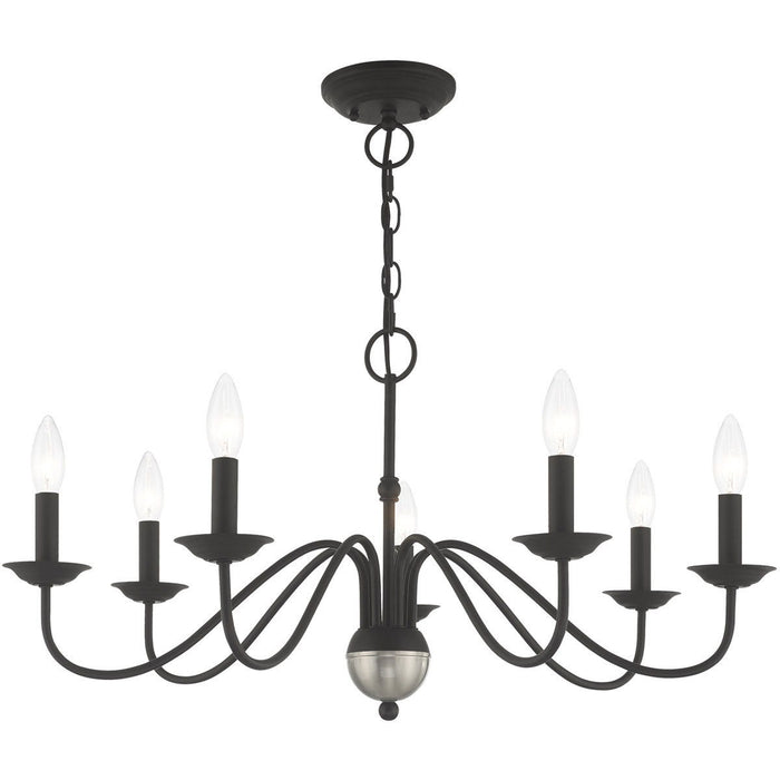 16" Seven Light Dimmable Chandelier With Shades - Black