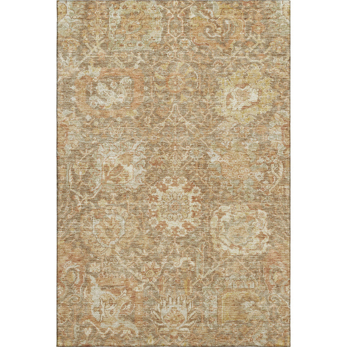 10' X 14' Damask Washable Area Rug With UV Protection (684298) - Khaki / Beige
