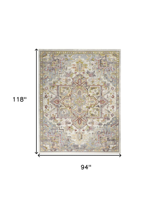8' X 10' Floral Medallion Area Rug - Gray