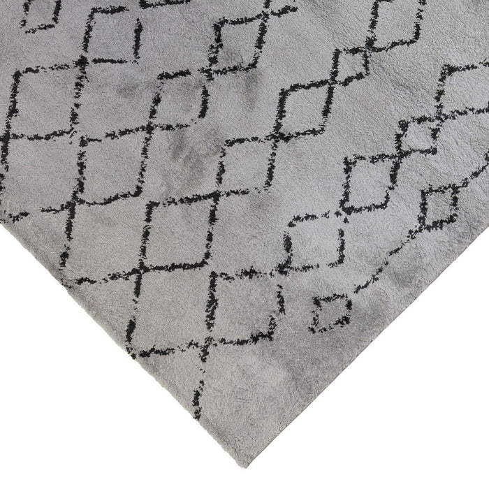8' x 12' Geometric Shag Area Rug - Black And Gray