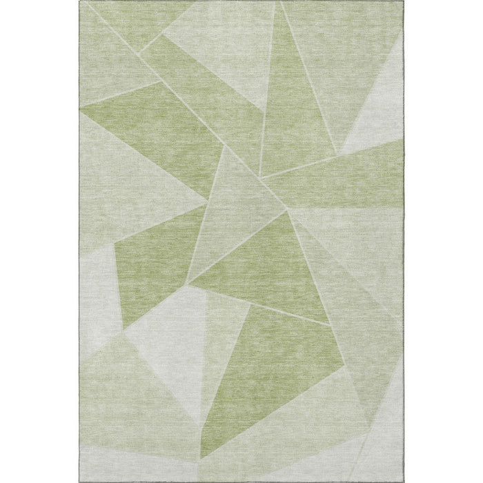 8' X 10' Geometric Washable Area Rug With UV Protection (653276) - Artichoke Green / Ivory