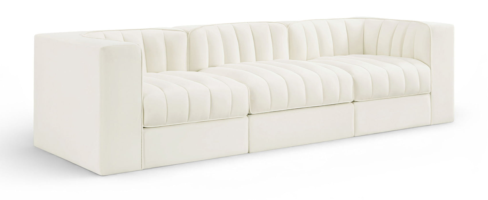 Rummi - Velvet Performance Fabric Upholstered 3 Piece Modular Sofa