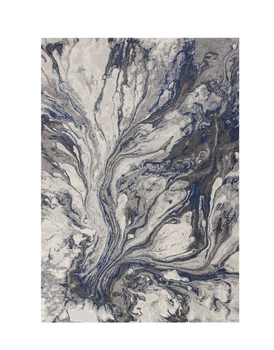 8' x 11' Machine Woven Abstract Watercolor Indoor Area Rug - Gray