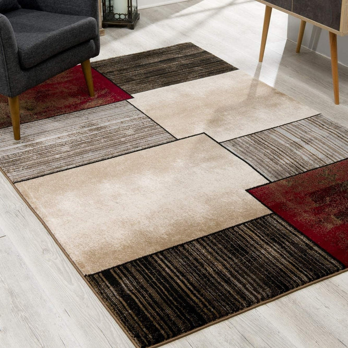 8' x 10' Abstract Dhurrie Area Rug - Brown