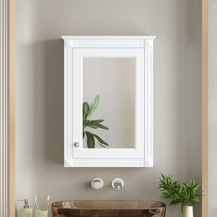 Giga wall-mounted bathroom medicine cabinet with mirror over toilet, featuring storage shelves and sleek white finish.