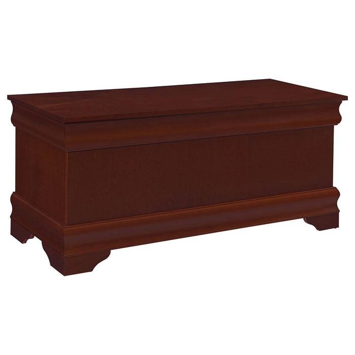 CoasterEssence Pablo cedar chest in warm brown wood finish, featuring a classic storage furniture design with smooth surfaces and sturdy construction.