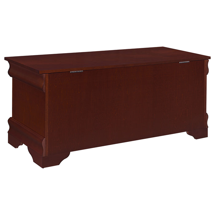CoasterEssence Pablo cedar chest in warm brown wood with a smooth finish and classic furniture design.