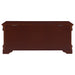CoasterEssence Pablo cedar chest in warm brown wood finish, featuring a classic rectangular furniture design with a smooth top surface.