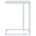 Stella white glass top C-shaped sofa side table with chrome frame by CoasterEveryday