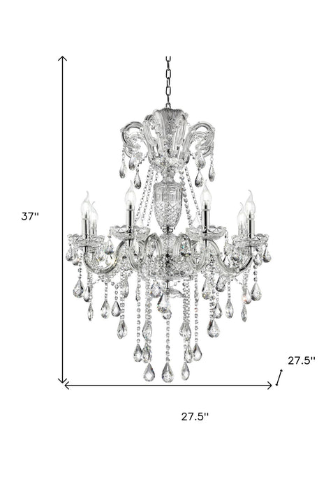 Candle Style Empire Transparent Glass Led Ceiling Light - Nickel / Ivory / Clear