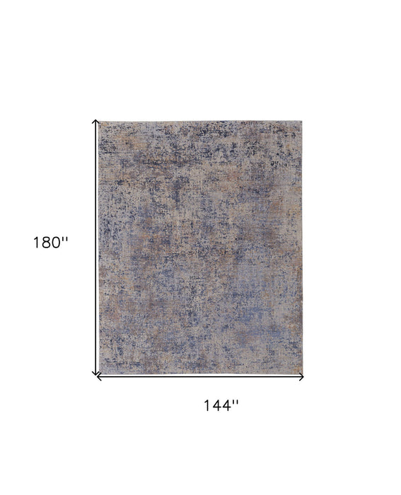 12' x 15' Abstract Power Loom Area Rug - Blue Brown And Tan