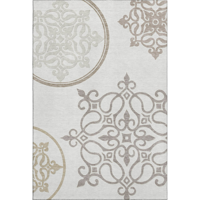 10' X 14' Floral Medallion Washable Area Rug With UV Protection (669528) - Ivory / Beige / Tan