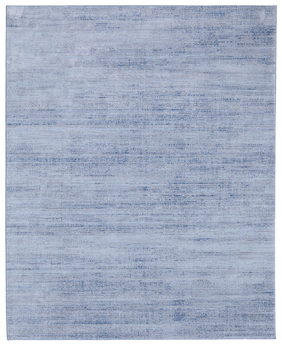 7.8' x 10.3' Power Loom Area Rug - Blue And Ivory