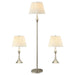 CoasterEssence Griffin 3-piece floor and table lamp set in brushed nickel finish