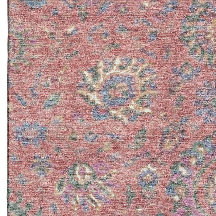 10' X 14' Oriental Washable Area Rug With UV Protection (710975) - Coral / Blue / Ivory