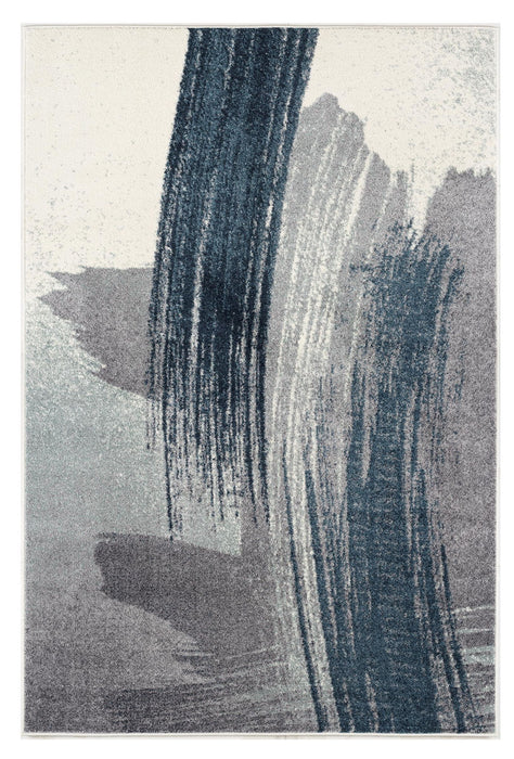 8' x 11' Abstract Strokes Area Rug - White And Blue