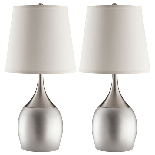 CoasterEveryday Tenya 24-inch silver urn table lamps with empire shades, set of 2