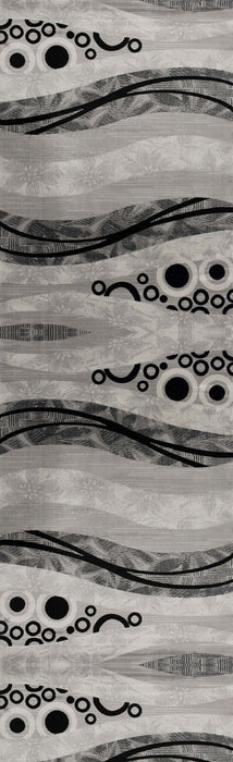 7' Geometric Runner Rug (609629) - Gray / Black