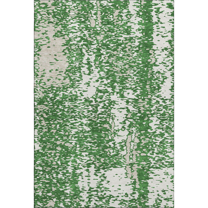 10' X 14' Abstract Washable Area Rug With UV Protection (675444) - Emerald / Ivory