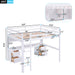 Giga loft bed with integrated desk, cabinets, drawers, charging station, and bedside tray, ideal for compact bedroom spaces.