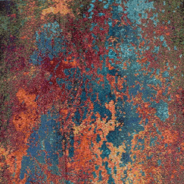 8' X 11' Abstract Power Loom Area Rug - Blue And Orange