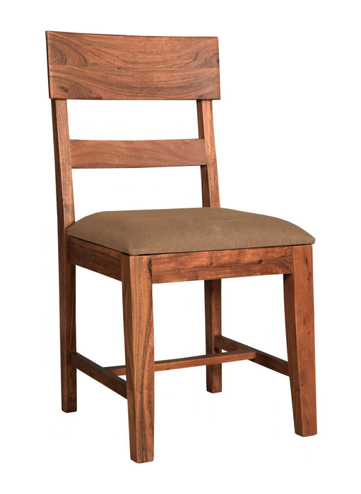 Upholstered Fabric Slat Back Dining Side Chairs (Set of 2) - Brown