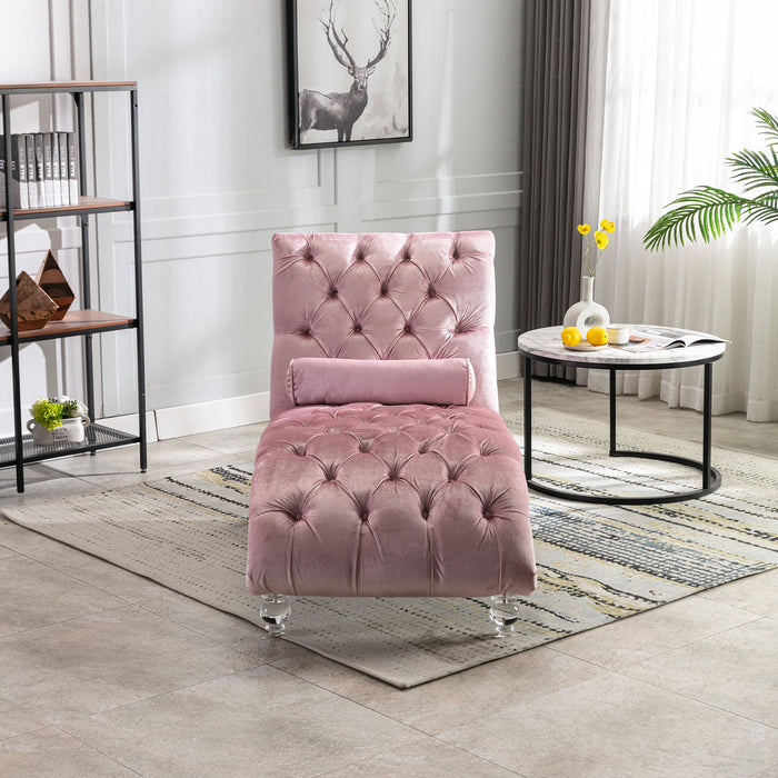 Chaise Lounge Indoor, Button Tufted Upholstered Chaise Lounge Chair With Pillow