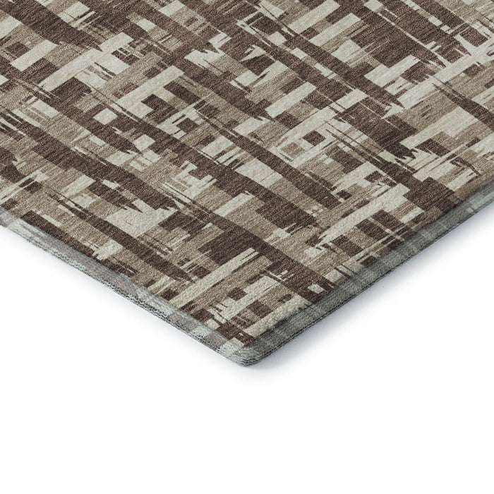 10' X 14' Abstract Geometric Washable Area Rug With UV Protection (682967) - Brown / Beige / Ivory