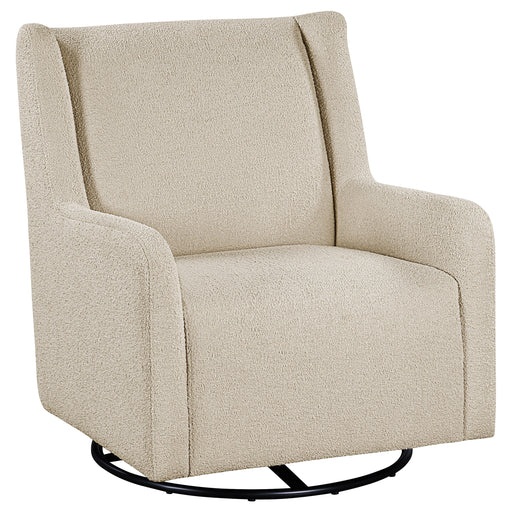 CoasterEveryday Serra sandy beige full-circle swivel glider chair with shelter arms