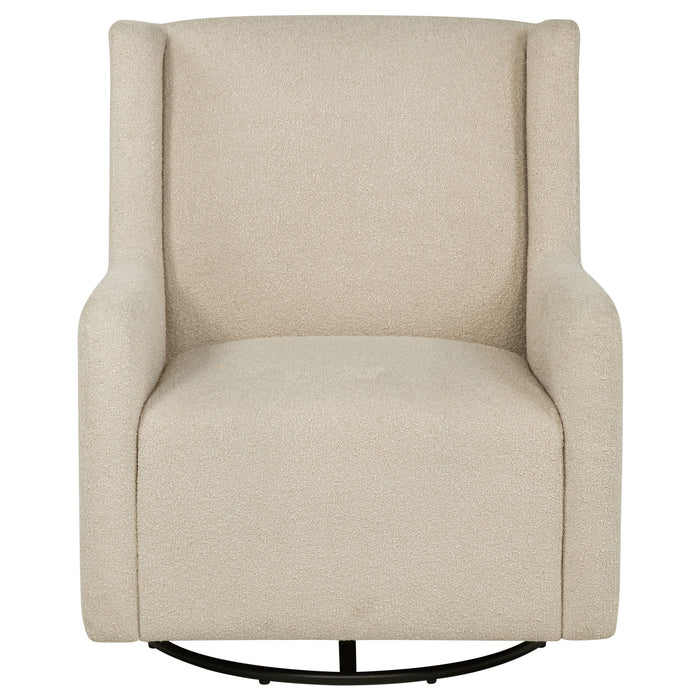 Serra Full-Circle Swivel Glider Chair with Shelter Arms Sandy Beige