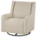 Serra full-circle swivel glider chair with shelter arms in sandy beige by CoasterEveryday