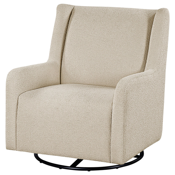 Serra Full-Circle Swivel Glider Chair with Shelter Arms Sandy Beige