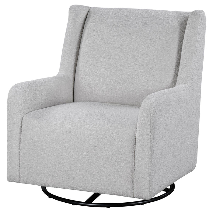 CoasterEveryday Serra dove grey full-circle swivel glider chair with shelter arms